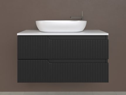 Piramida EURIDIKA fali fürdőszobabútor-mosdópult mosdó nélkül-2 fióko-PINO FEKETE - 100 x 48 x 53 cm