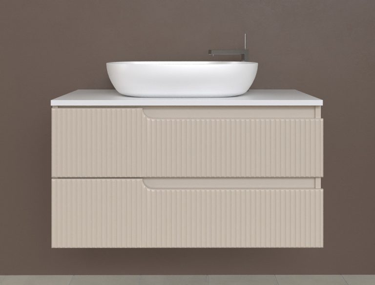Piramida EURIDIKA fali fürdőszobabútor-mosdópult mosdó nélkül -2 fiókos-PINO BÉZS - 100 x 48 x 53 cm