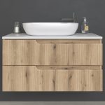 Piramida EURIDIKA fali fürdőszobabútor - mosdópult mosdó nélkül -2 fiókos- PINO TÖLGY-100 x48x53 cm