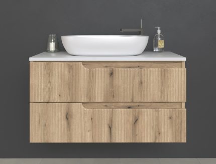 Piramida EURIDIKA fali fürdőszobabútor - mosdópult mosdó nélkül -2 fiókos- PINO TÖLGY-100 x48x53 cm