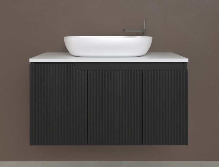 Piramida EURIDIKA fali fürdőszobabútor - mosdópult mosdó nélkül -3 ajtós - PINO FEKETE -100x48x53 cm