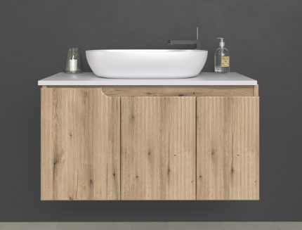 Piramida EURIDIKA fali fürdőszobabútor - mosdópult mosdó nélkül -3 ajtós - PINO TÖLGY -100x48x53 cm