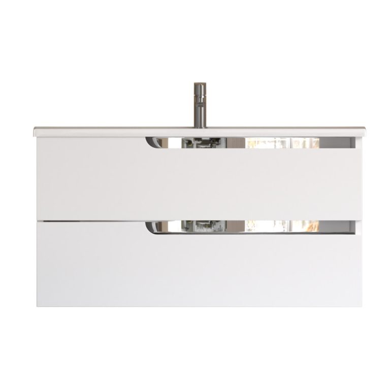 Piramida EURIDIKA fali fürdőszobabútor - műmárvány mosdóval - 2 fiókos - 100 x 48 x 53 cm - Image 9