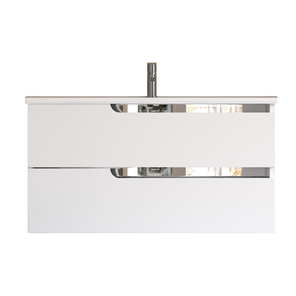 Piramida EURIDIKA fali fürdőszobabútor - műmárvány mosdóval - 2 fiókos - 100 x 48 x 53 cm - Image 9