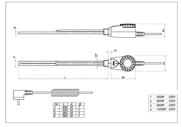 Viva Platinum Therm fűtőbetét törölközőszárító radiátorhoz - FEHÉR- termosztátos - 900 Watt - 230V - Image 4