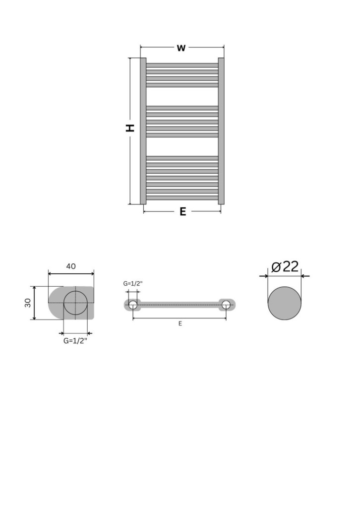 Viva Platinum Therm törölközőszárító radiátor - ÍVES - fehér - 600 x 1000 mm - Image 2