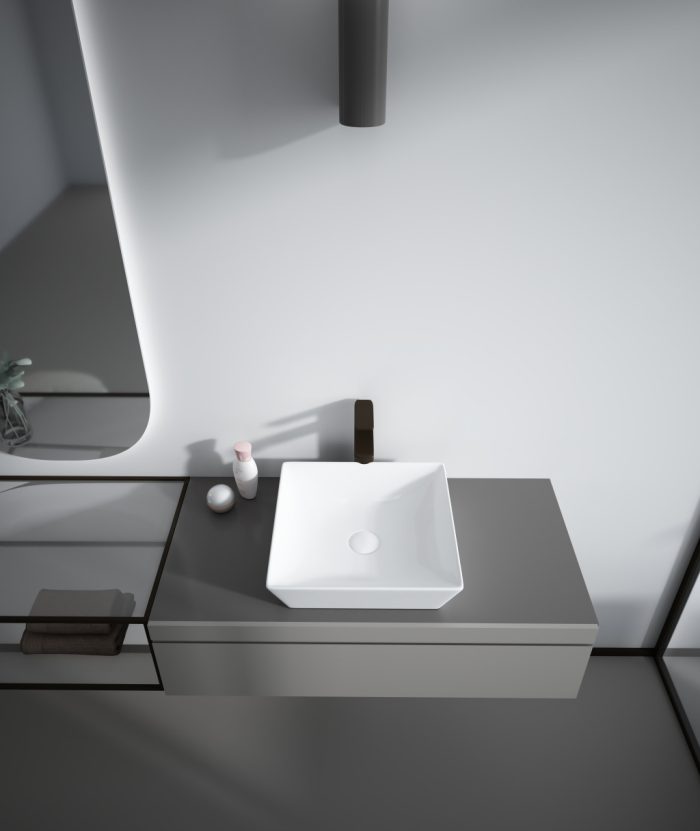 Sanovit DECENTE - PULTRA ültethető - Top Counter - porcelán mosdó - - 40 x 40 cm