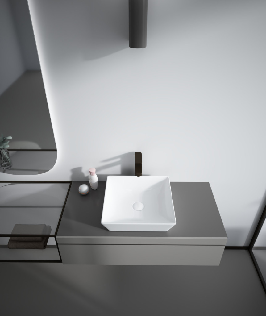 Sanovit DECENTE - PULTRA ültethető - Top Counter - porcelán mosdó - - 40 x 40 cm - Image 2