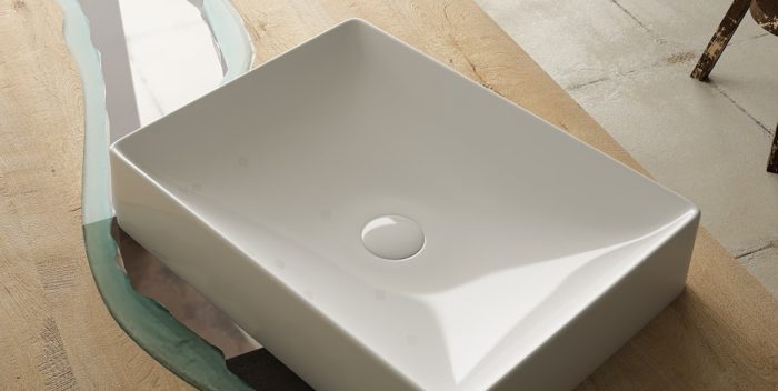 Sanovit SQUARE - PULTRA ültethető - Top Counter - porcelán mosdó - - 50 x 38 cm