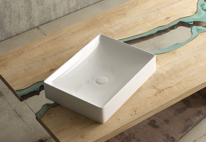 Sanovit SQUARE - PULTRA ültethető - Top Counter - porcelán mosdó - - 50 x 38 cm