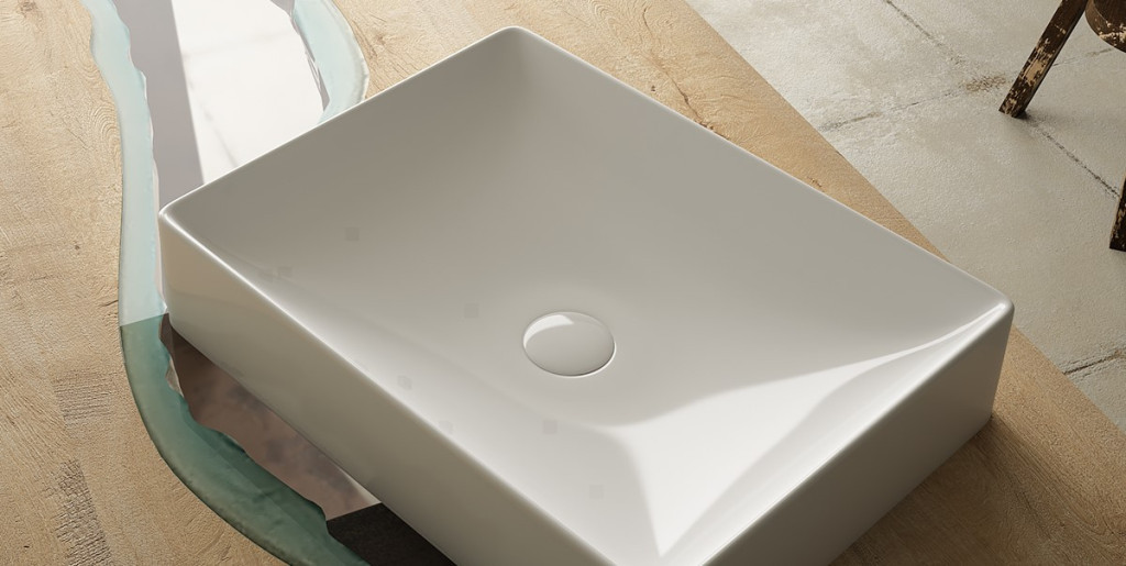 Sanovit SQUARE - PULTRA ültethető - Top Counter - porcelán mosdó - - 50 x 38 cm - Image 3