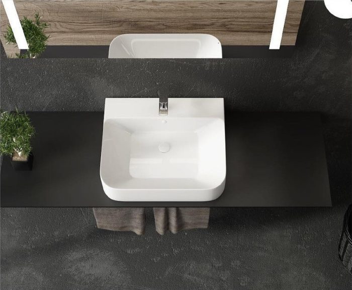 Sanovit ALLEERA - PULTRA ültethető - Top Counter - porcelán mosdó - - 55 x 48 cm