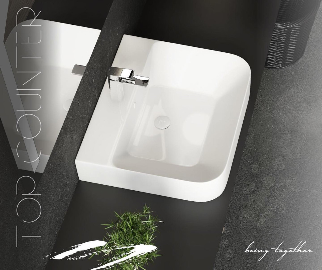 Sanovit ALLEERA - PULTRA ültethető - Top Counter - porcelán mosdó - - 55 x 48 cm - Image 2