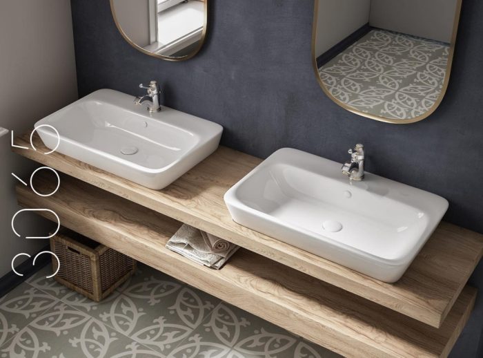 Sanovit - 3065 collections - PULTRA ültethető - Top Counter - porcelán mosdó - - 65 x 45 cm
