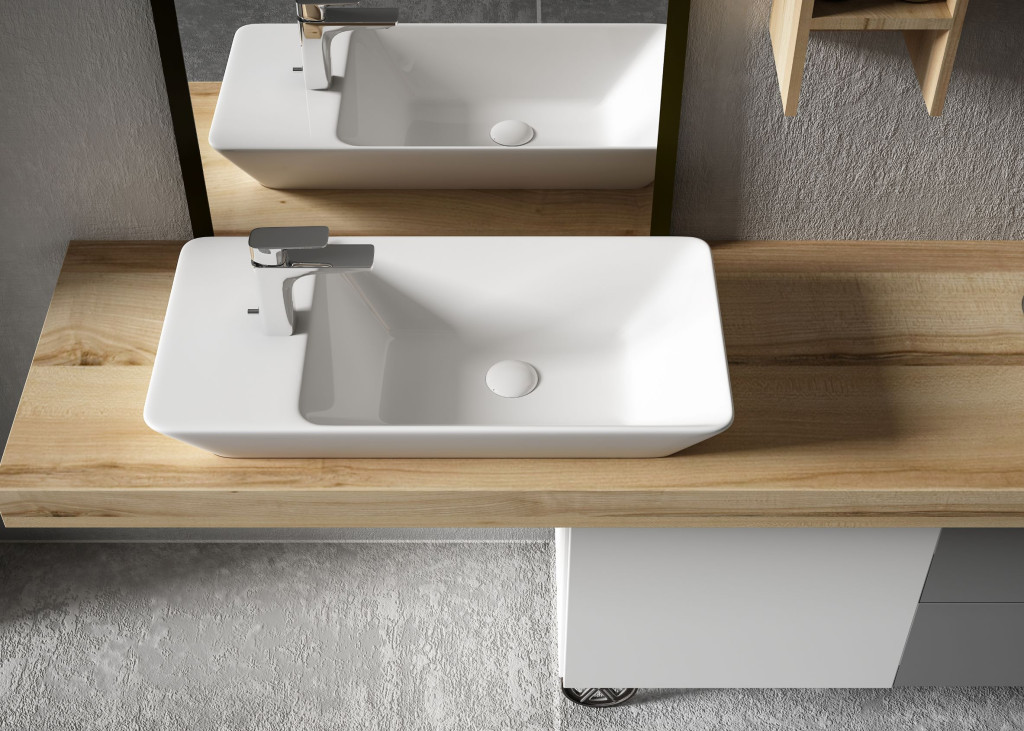 Sanovit - PULTRA ültethető - Top Counter- porcelán mosdó - bal vagy jobb csaplyukas - - 70 x 35 cm - Image 5