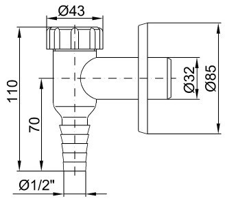Mosógép / mosogatógép szifon - falon kívüli - KRÓM - Ø 32 mm - Image 2
