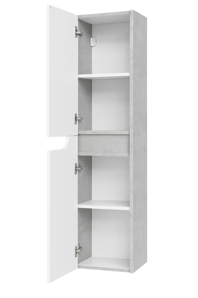 Piramida BETA fali fürdőszoba - állószekrény - FEHÉR-SZÜRKE - 35 x 150 x 30 cm
