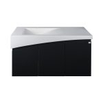 TMP SMYRNA 120 - FEKETE - fali fürdőszobabútor - Akrivit öntött műmárvány mosdóval - 120 x 48,5 cm