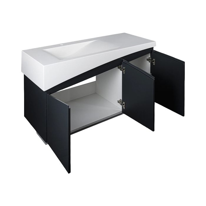 TMP SMYRNA 120 - FEKETE - fali fürdőszobabútor - Akrivit öntött műmárvány mosdóval - 120 x 48,5 cm