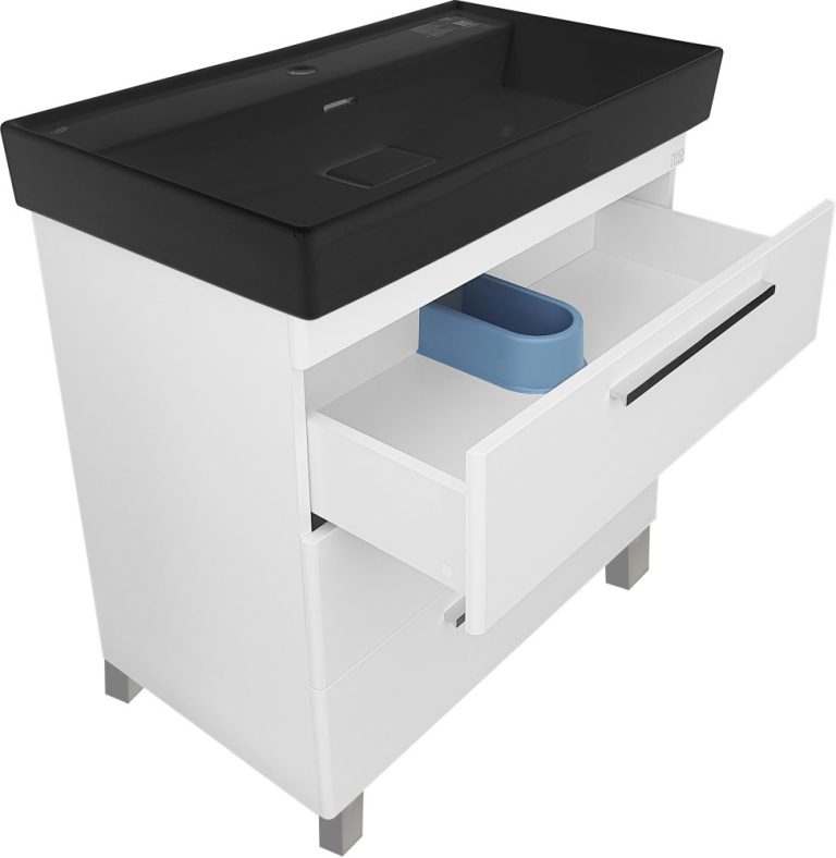 TMP TRIO 100 álló fürdőszobabútor - CeraStyle SHARP FEKETE mosdóval - 100 x 48 cm - Image 5
