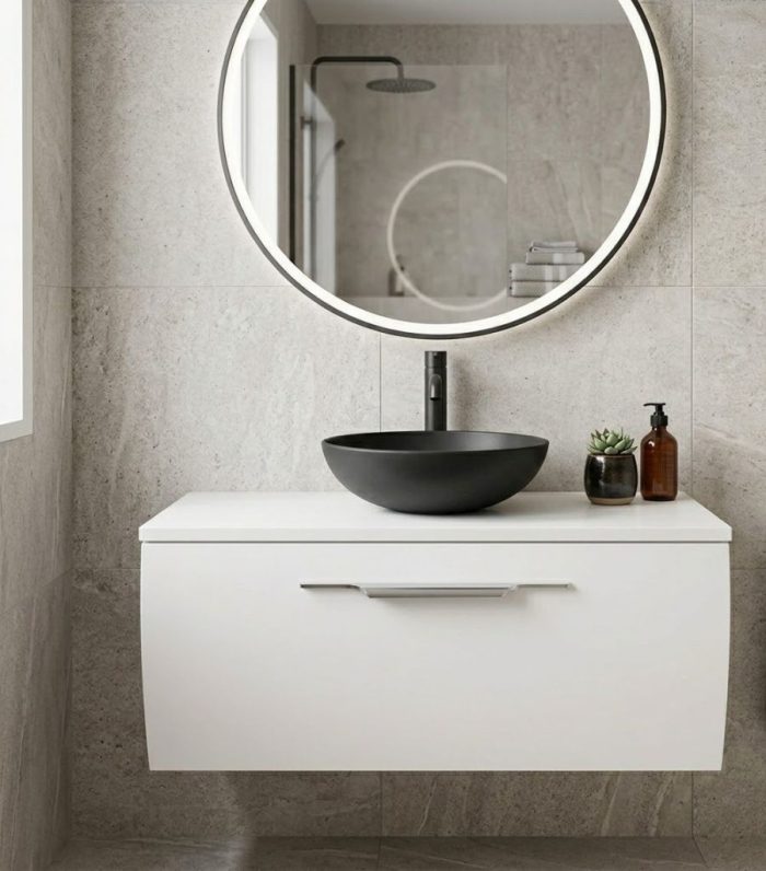 TMP MOON 80 cm fali fürdőszobabútor mosdó nélkül - Top Counter mosdókhoz