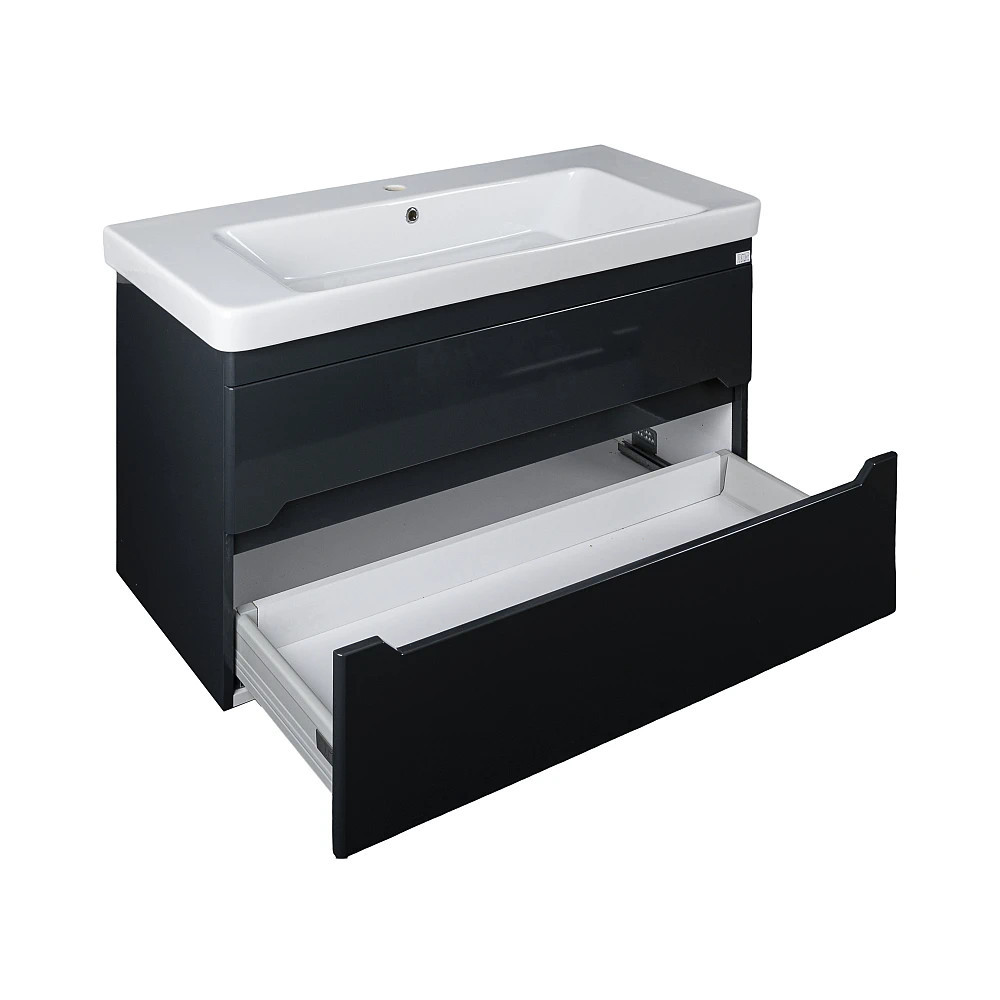 TMP SHARP 105 - FEKETE - fali fürdőszobabútor- Sanovit LUXURY 11105 mosdóval - 105 x 46 cm - Image 3