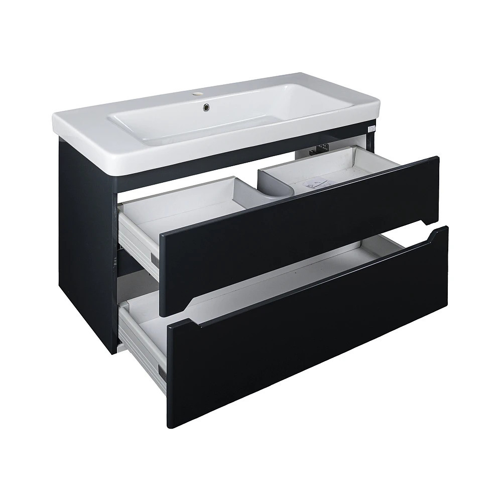 TMP SHARP 105 - FEKETE - fali fürdőszobabútor- Sanovit LUXURY 11105 mosdóval - 105 x 46 cm - Image 4