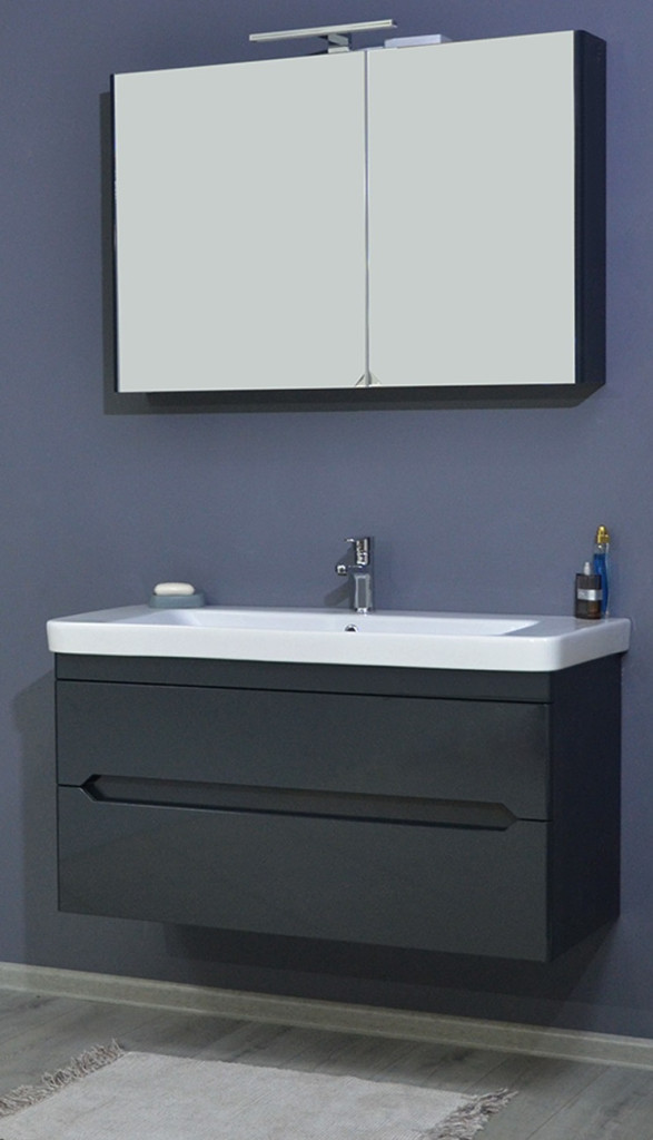 TMP SHARP 105 - FEKETE - fali fürdőszobabútor- Sanovit LUXURY 11105 mosdóval - 105 x 46 cm - Image 5