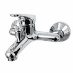 EuroStandard ECOLINE kádtöltő csaptelep - zuhanyszettel - fix falitartóval - KRÓM