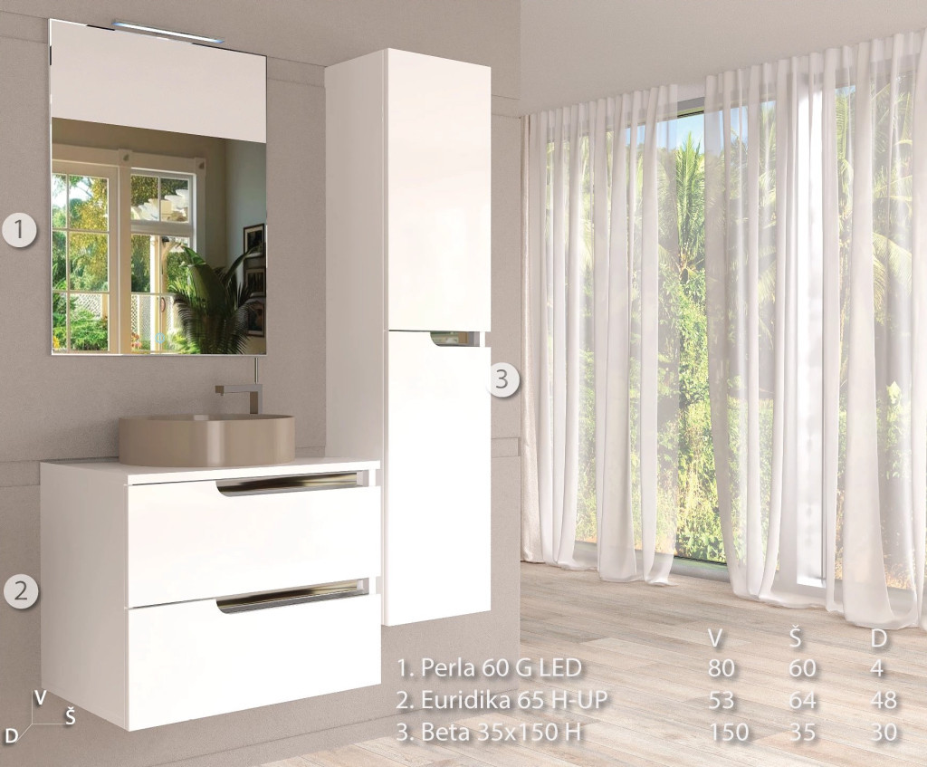 Piramida PERLA 60 G fürdőszobai tükör LED világítással - érintőkapcsolóval - 60 x 80 x 4 cm - Image 3
