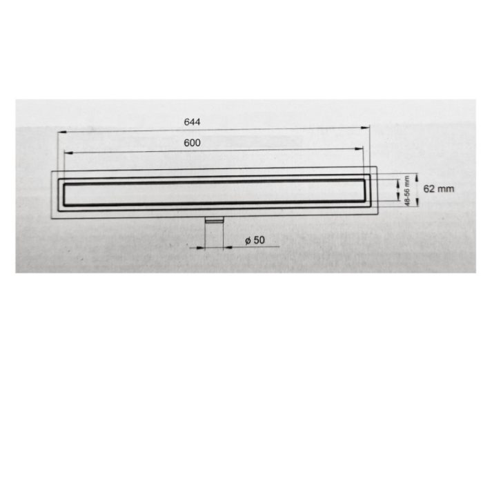 Euro Standard zuhanyfolyóka - MATT FEKETE - Ø 50 mm kifolyással - 60 cm