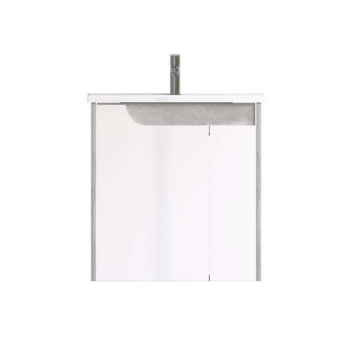 Piramida EURIDIKA fali fürdőszobabútor - műmárvány mosdóval -2 ajtós - FEHÉR-SZÜRKE -65 x 48 x 62 cm