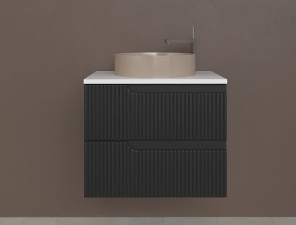 Piramida EURIDIKA fali fürdőszobabútor - mosdópult mosdó nélkül -2 fiókos - PINO FEKETE -65x48x53 cm
