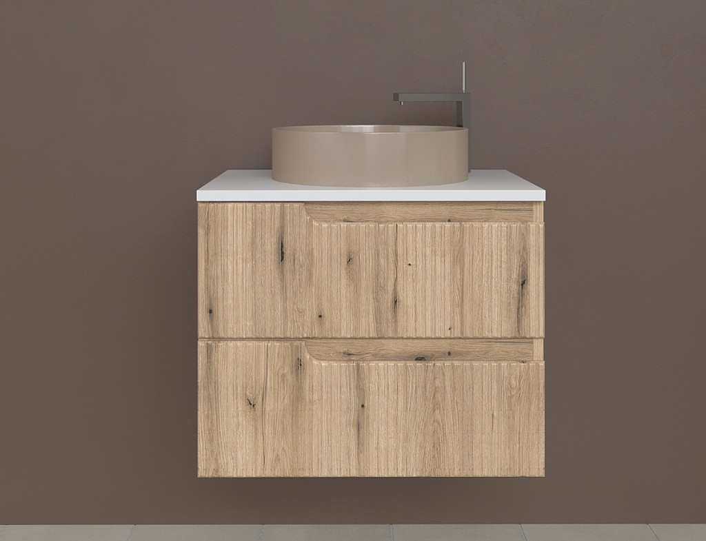 Piramida EURIDIKA fali fürdőszobabútor - mosdópult mosdó nélkül -2 fiókos - PINO TÖLGY -65x48x53 cm