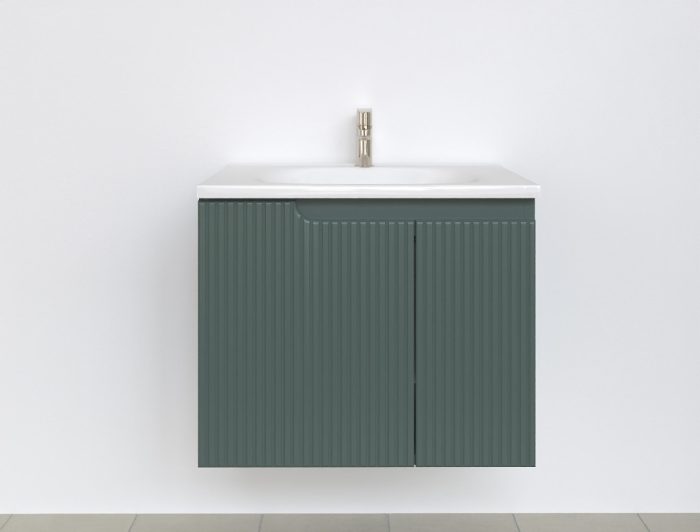 Piramida EURIDIKA fali fürdőszobabútor - műmárvány mosdóval -2 ajtós - PINO ZÖLD - 65 x 48 x 53 cm