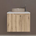 Piramida EURIDIKA fali fürdőszobabútor - mosdópult mosdó nélkül -2 ajtós -PINO TÖLGY-65 x 48 x 53 cm