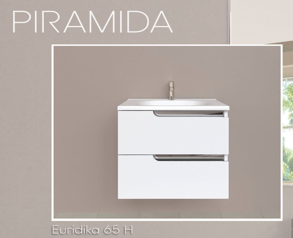 Piramida EURIDIKA fali fürdőszobabútor - műmárvány mosdóval -2 fiókos - 65 x 53 x 48 cm - Image 8