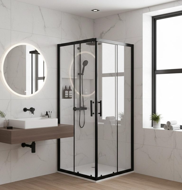 Viva AQUA Max Zuhanykabin SZÖGLETES FEKETE Profil - 6 mm víztiszta üveg - 90 x 90 x 190 cm - Image 2