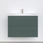 Piramida EURIDIKA fali fürdőszobabútor - műmárvány mosdóval -2 fiókos - PINO ZÖLD - 75 x 48 x 53 cm