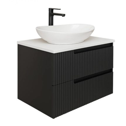 Piramida EURIDIKA fali fürdőszobabútor - mosdópult mosdó nélkül-2 fiókos-PINO FEKETE-75 x 48 x 53 cm