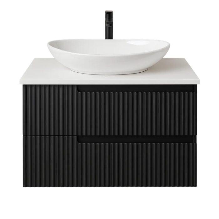 Piramida EURIDIKA fali fürdőszobabútor - mosdópult mosdó nélkül-2 fiókos-PINO FEKETE-75 x 48 x 53 cm