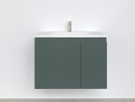 Piramida EURIDIKA fali fürdőszobabútor - műmárvány mosdóval -2 ajtós - PINO ZÖLD - 75 x 48 x 53 cm