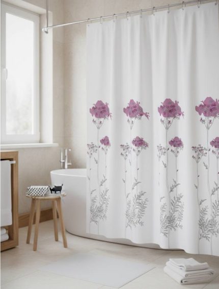 Zuhanyfüggöny - FLOWERS - Impregnált textil - 180 x 200 cm