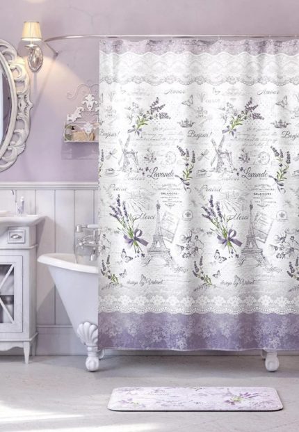 Zuhanyfüggöny - LEVANDE - Impregnált textil - 180 x 200 cm