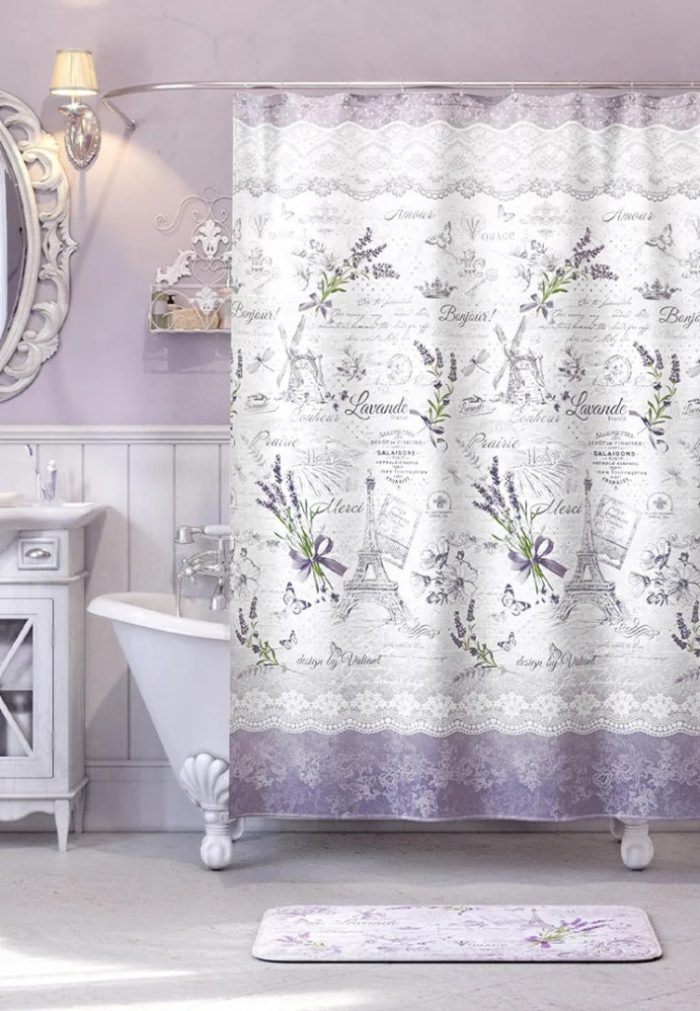 Zuhanyfüggöny - LEVANDE - Impregnált textil - 180 x 200 cm