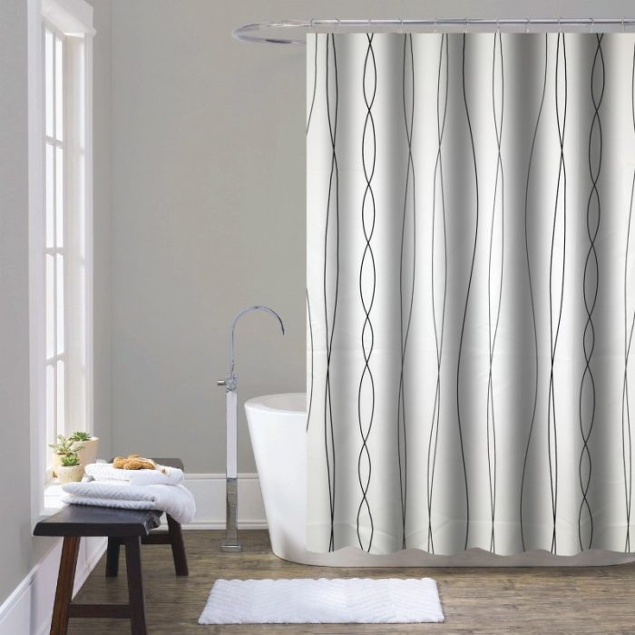 Zuhanyfüggöny - LINES - Impregnált textil - 180 x 200 cm