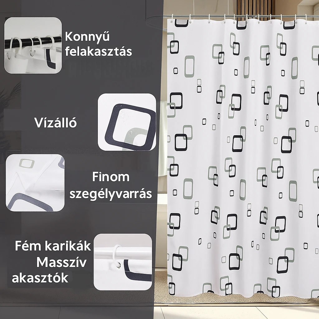 Zuhanyfüggöny - NEW GEOMETRY - Impregnált textil - 180 x 200 cm - Image 5