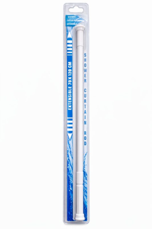 Zuhanyfüggönytartó-rúd - egyenes - állítható/ teleszkópos - fehér - 70-120 cm