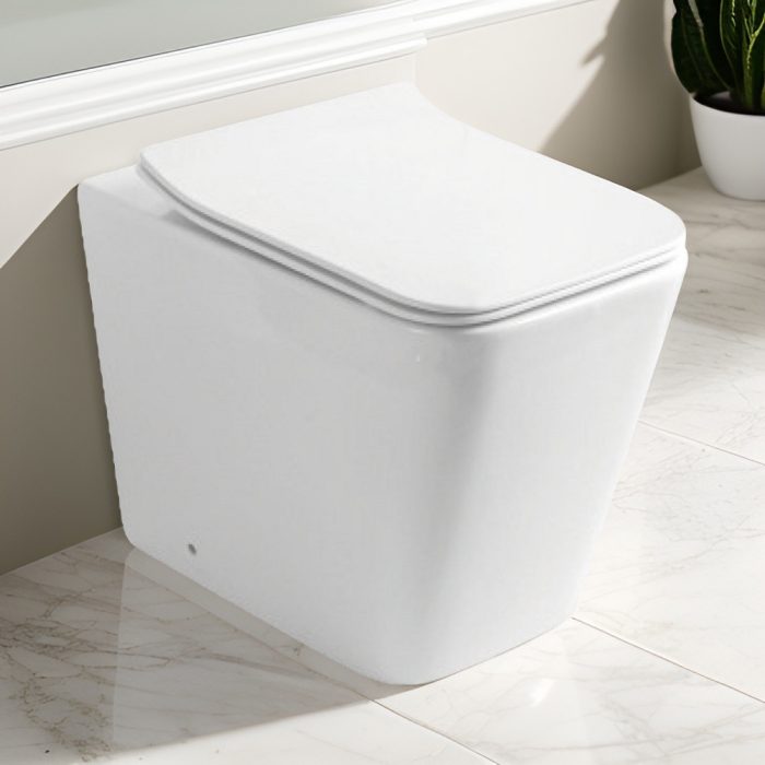 Eros ES QUADRO padlón álló WC - ülőkével komplett - perem nélküli öblítés - alsó / hátsó kifolyású