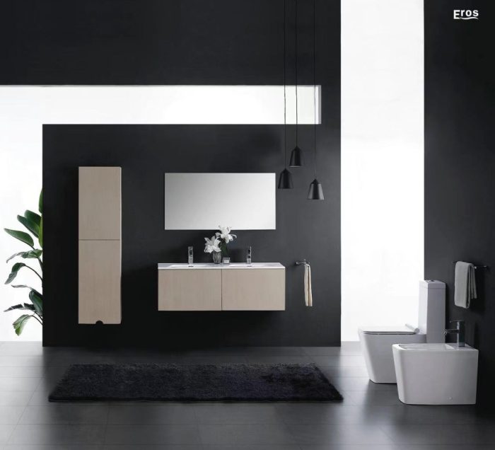 Eros ES QUADRO monoblokk WC - perem nélküli - WC ülőkével komplett